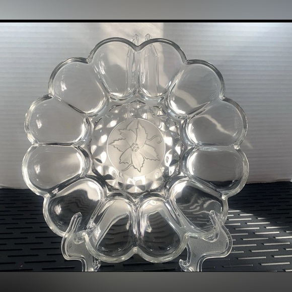 Princess House Other - Vintage Princess House Fantasia Crystal deviled egg served w/ frosted poinsettia